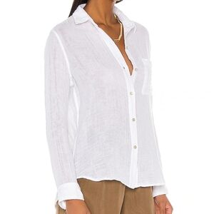 Rails Ellis Organic Cotton Gauze Shirt Button Down Long Sleeves White XL NWT